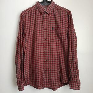 Ben Sherman Men's Long Sleeve Button Down Shirt Red Plaid Size Large 100…